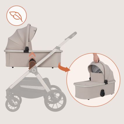 Lionelo - Kombinerad 3-i-1 barnvagn LAYLA Beige Sand