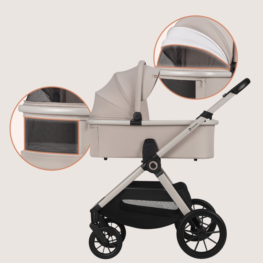 Lionelo - Kombinerad 3-i-1 barnvagn LAYLA Beige Sand