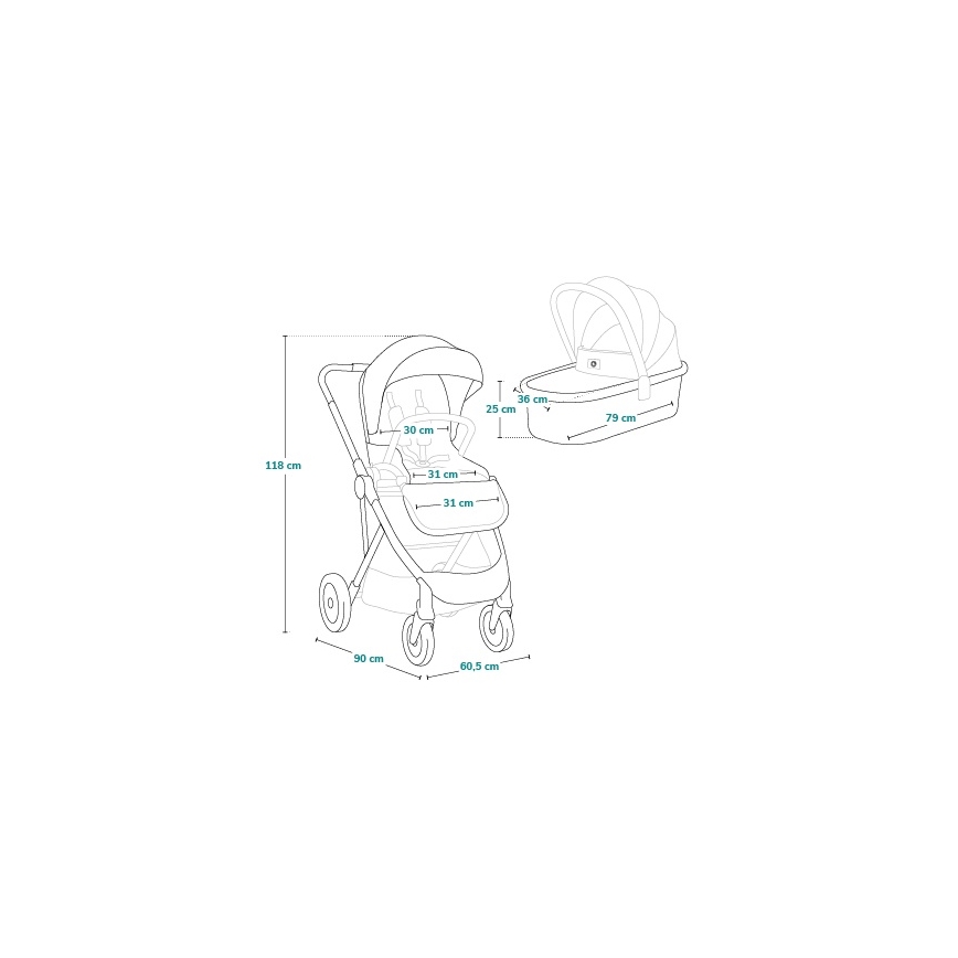 Lionelo - Kombinerad barnvagn 2-i-1 AMBER PLUS Green Forest