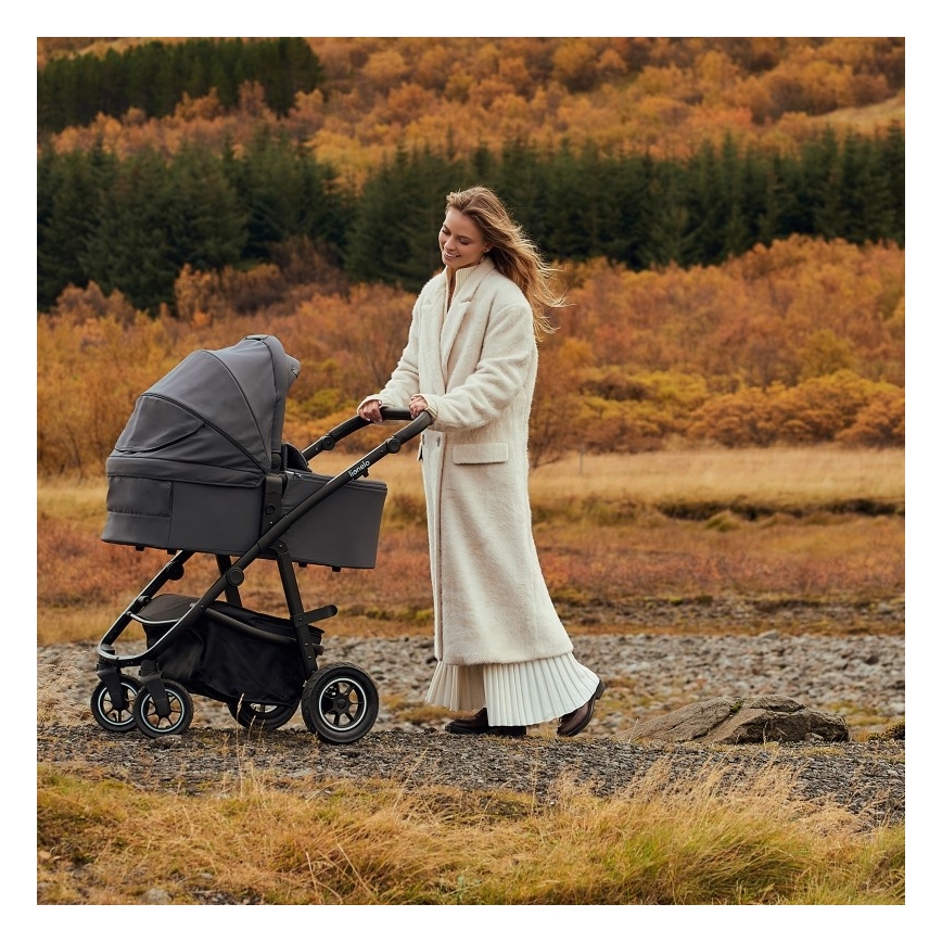 Lionelo - Kombinerad barnvagn 3-i-1 AMBER PLUS Grå Grafit