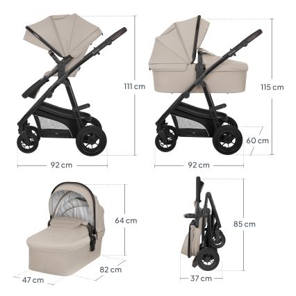 Lionelo - Kombinerad barnvagn 3-i-1 BIANKA Beige Sand