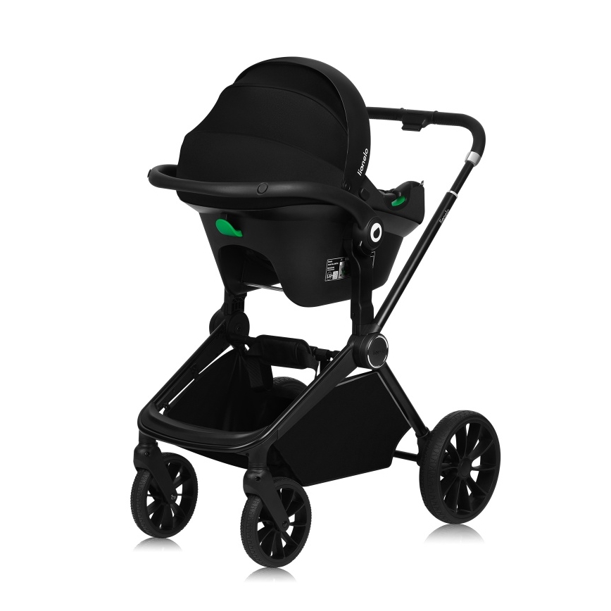 Lionelo - Kombinerad barnvagn 3-i-1 MIKA PLUS Black Onyx