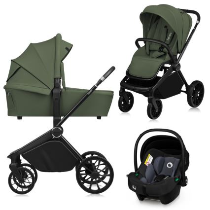 Lionelo - Kombinerad barnvagn 3-i-1 MIKA PLUS Green Olive