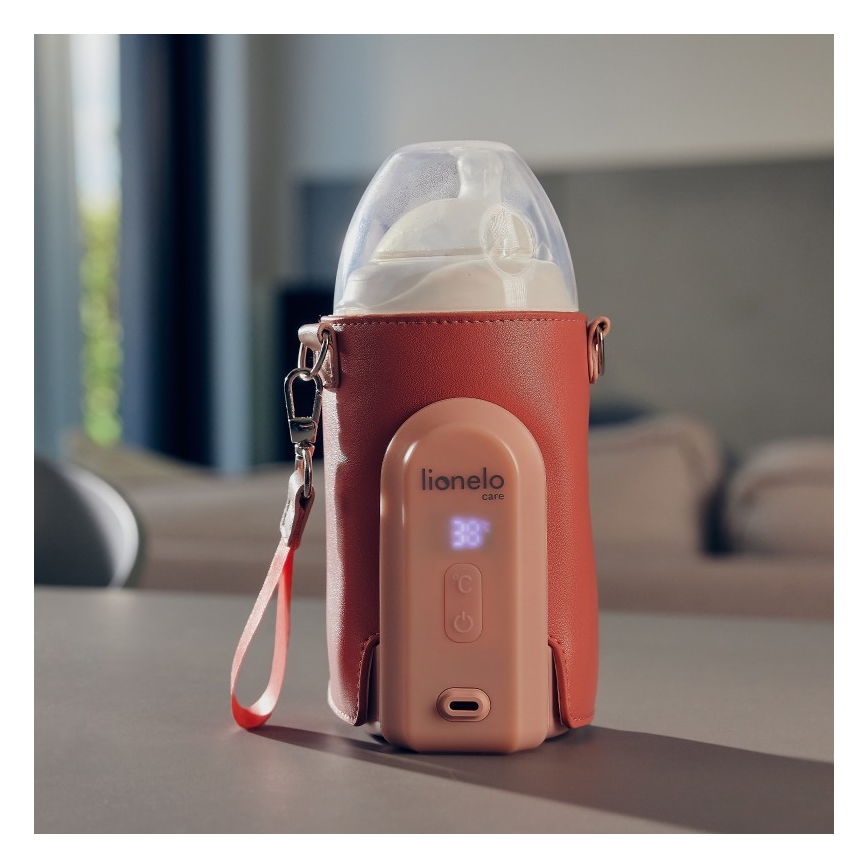 Lionelo - Laddningsbar flaskvärmare THERMUP GO EVO 18W/5V rosa