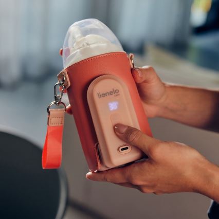 Lionelo - Laddningsbar flaskvärmare THERMUP GO EVO 18W/5V rosa