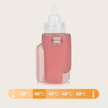 Lionelo - Laddningsbar flaskvärmare THERMUP GO EVO 18W/5V rosa