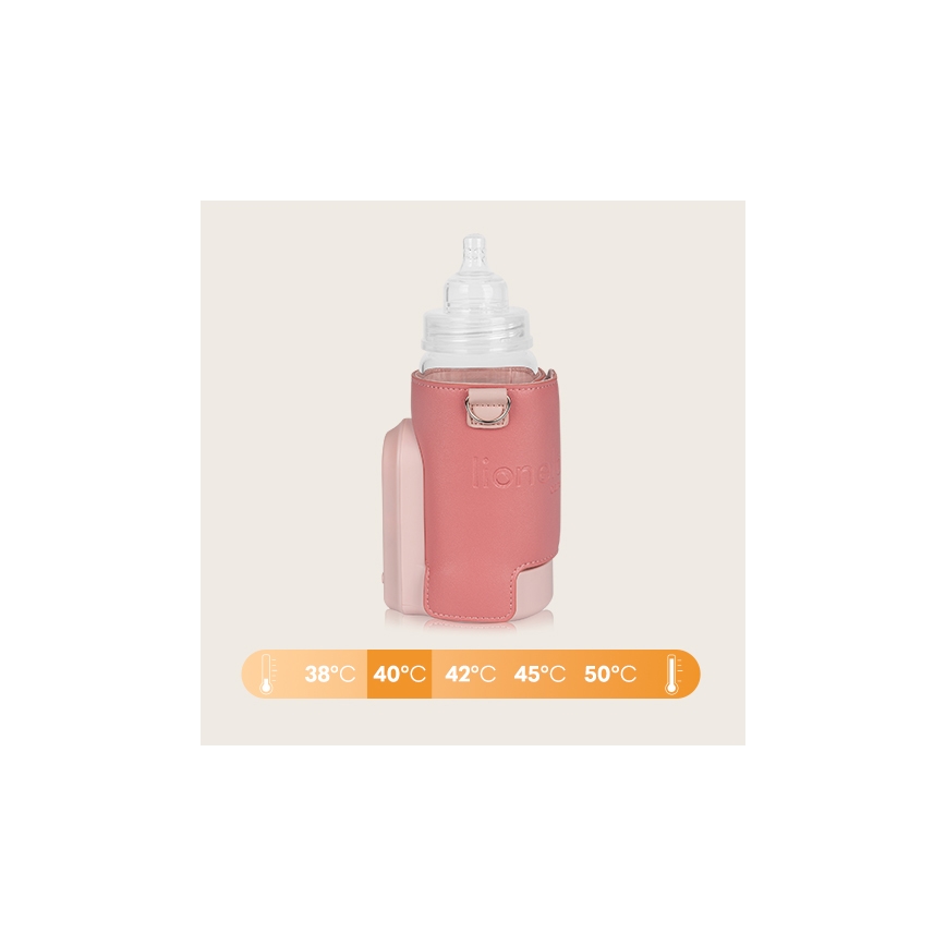 Lionelo - Laddningsbar flaskvärmare THERMUP GO EVO 18W/5V rosa