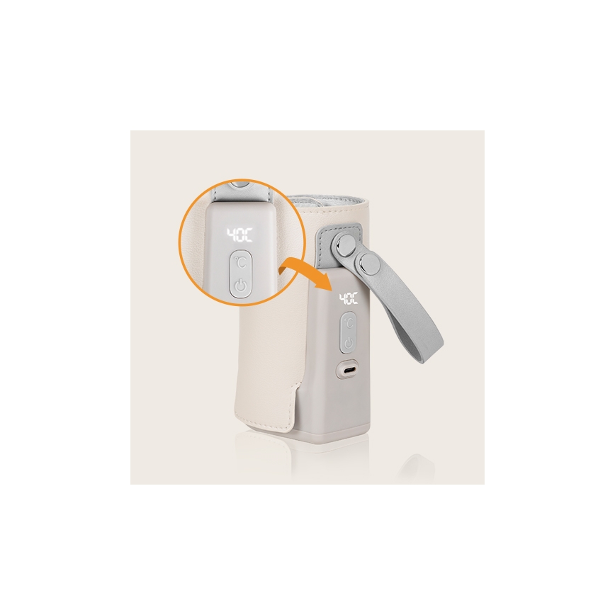 Lionelo - Laddningsbar flaskvärmare THERMUP GO PLUS 10W/5V beige