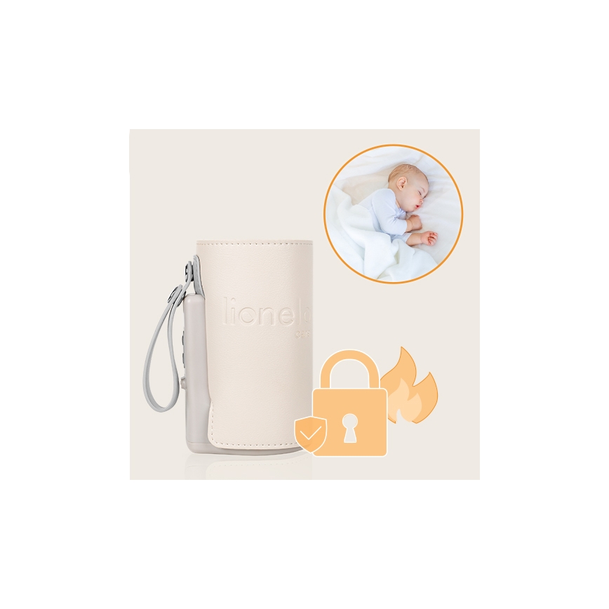 Lionelo - Laddningsbar flaskvärmare THERMUP GO PLUS 10W/5V beige