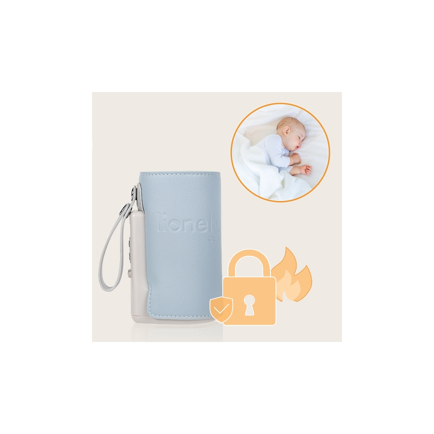 Lionelo - Laddningsbar flaskvärmare THERMUP GO PLUS 10W/5V blå/grå