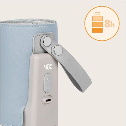 Lionelo - Laddningsbar flaskvärmare THERMUP GO PLUS 10W/5V blå/grå