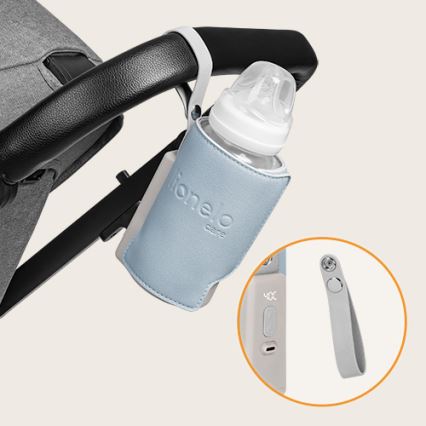 Lionelo - Laddningsbar flaskvärmare THERMUP GO PLUS 10W/5V blå/grå