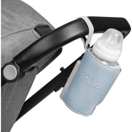 Lionelo - Laddningsbar flaskvärmare THERMUP GO PLUS 10W/5V blå/grå