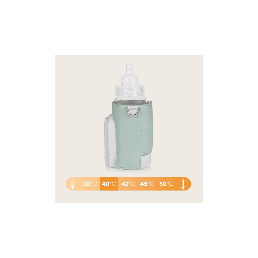 Lionelo - Laddningsbar nappflaskvärmare THERMUP GO EVO 18W/5V grön/vit