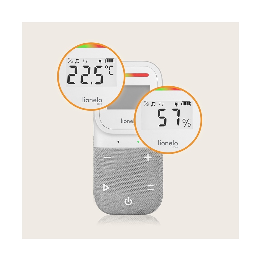 Lionelo - Ljudbabymonitor med trådlös laddning BABYLINE 2.3 5V