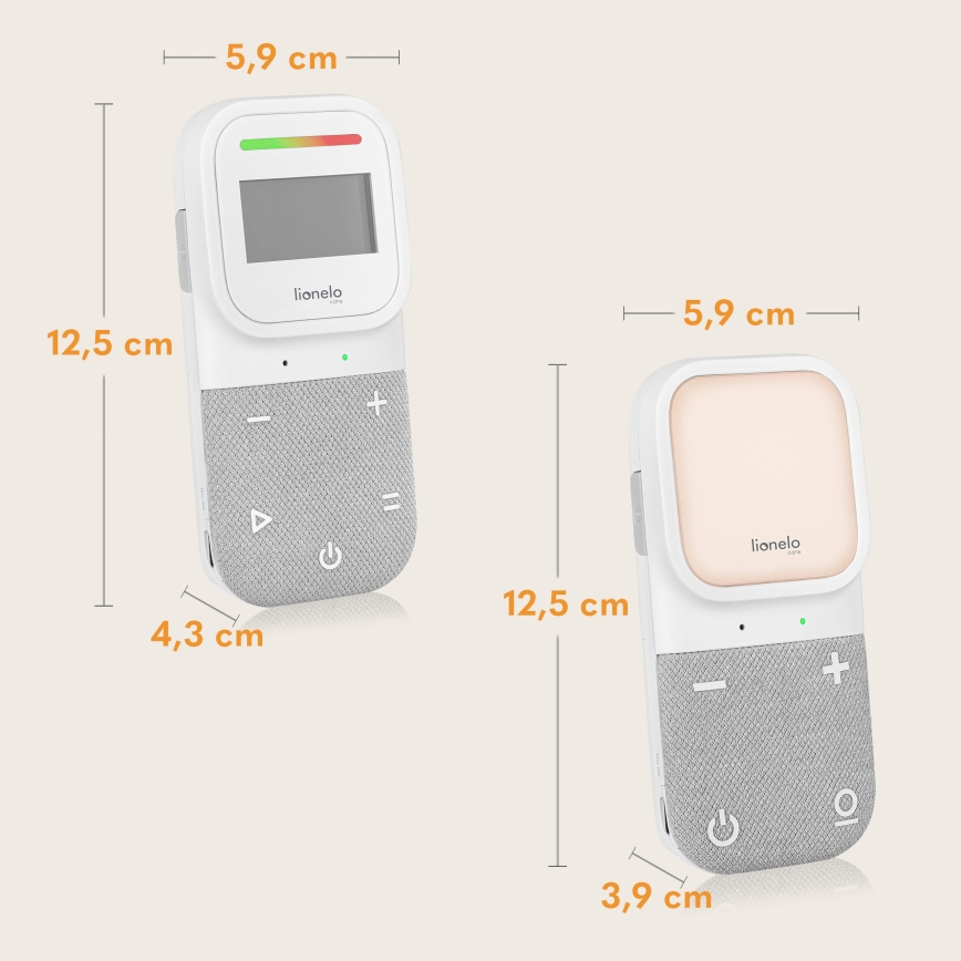 Lionelo - Ljudbabymonitor med trådlös laddning BABYLINE 2.3 5V