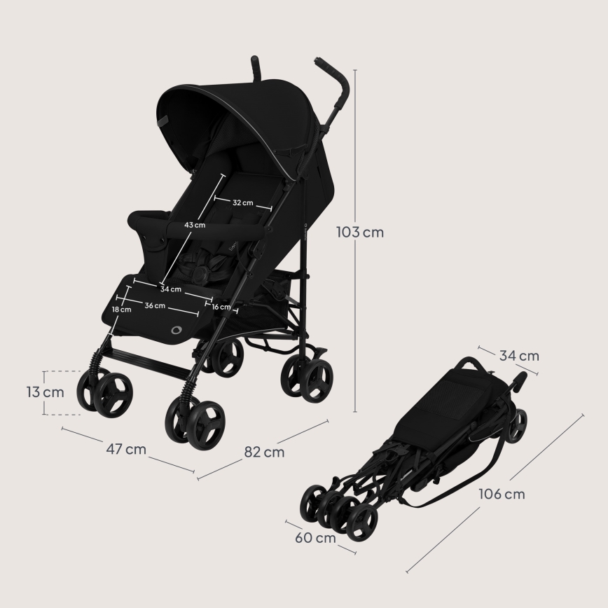 Lionelo - Paraplyvagn ELIA Black Onyx