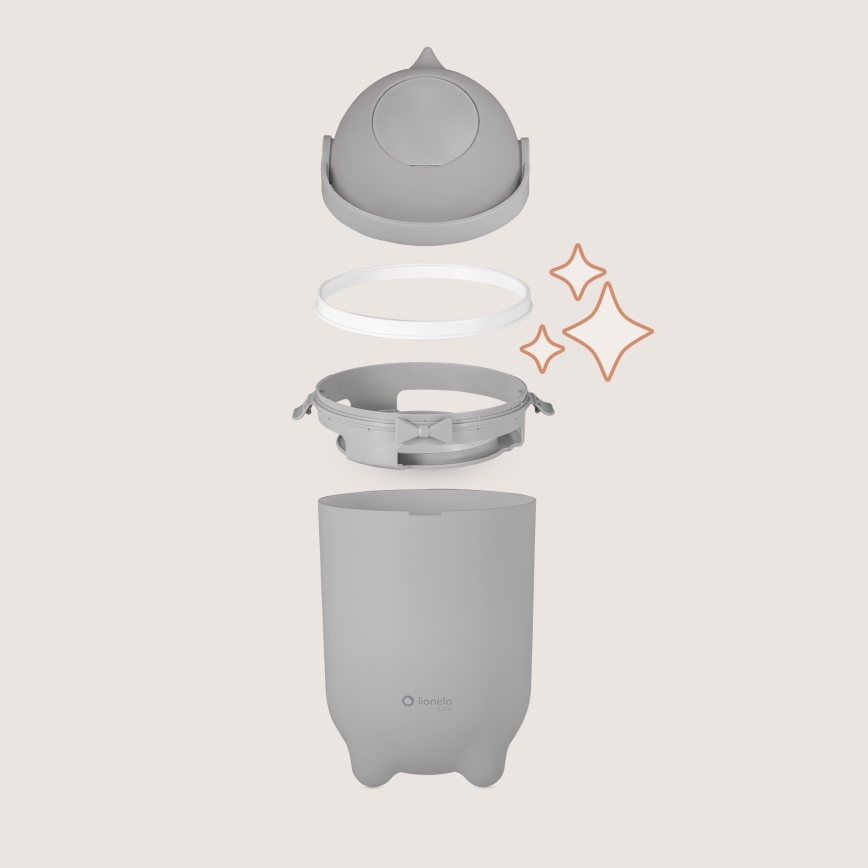 Lionelo - PUREBIN blöjhink 10 l grå