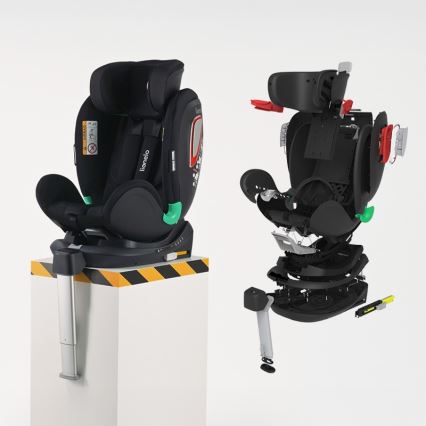 Lionelo - Bilbarnstol med roterbar bas ANTOON PLUS i-Size 40-105 cm Black Onyx