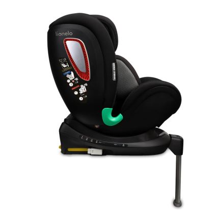 Lionelo - Bilbarnstol med roterbar bas ANTOON PLUS i-Size 40-105 cm Black Onyx