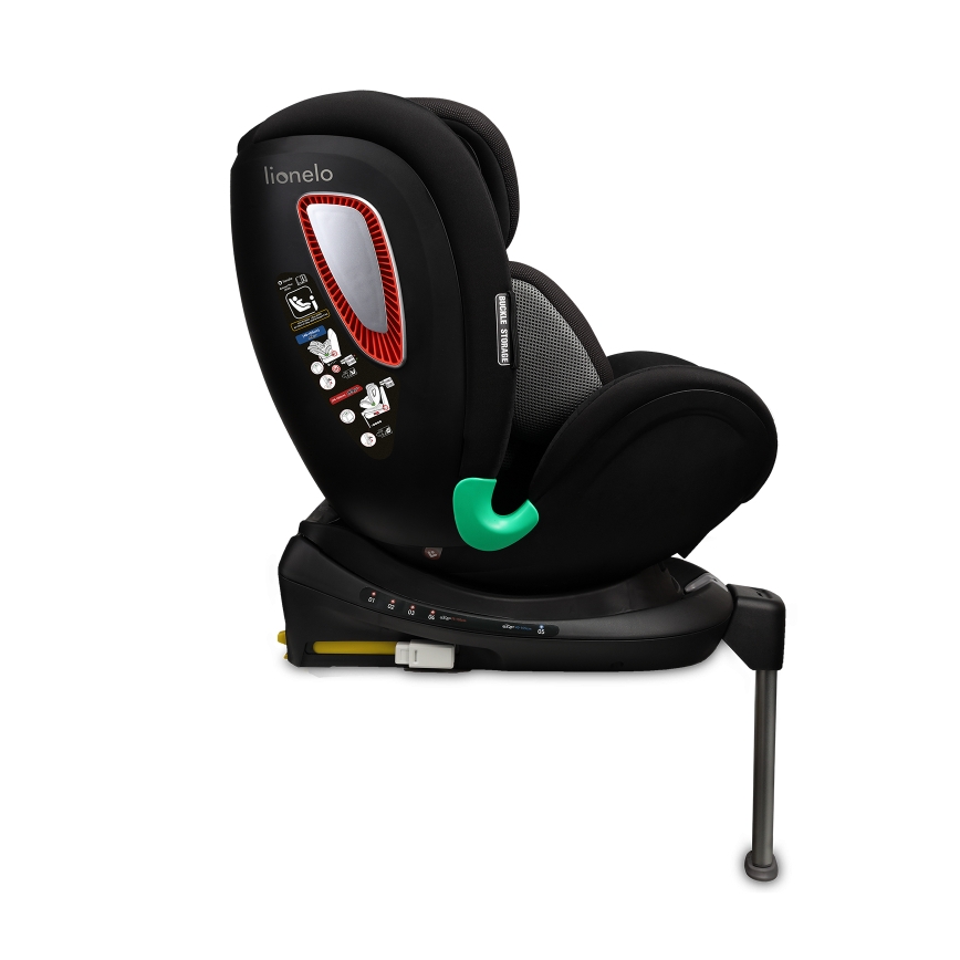 Lionelo - Bilbarnstol med roterbar bas ANTOON PLUS i-Size 40-105 cm Black Onyx