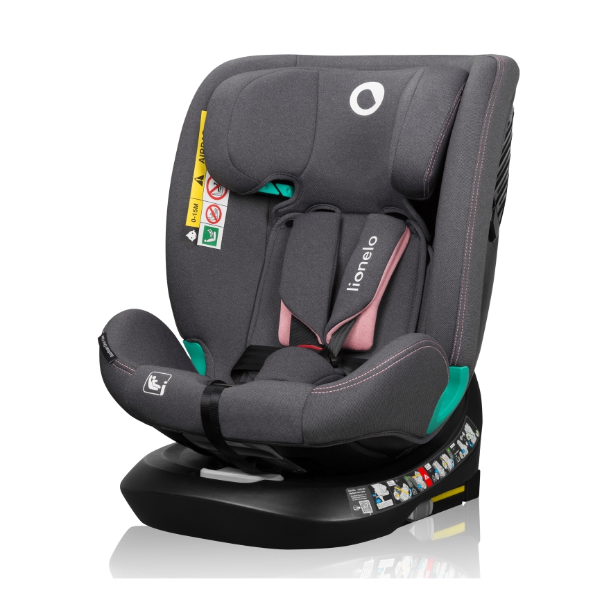 Lionelo - Bilbarnstol med vridbar bas BASTIAAN ONE i-Size 40-150 cm rosenrosa