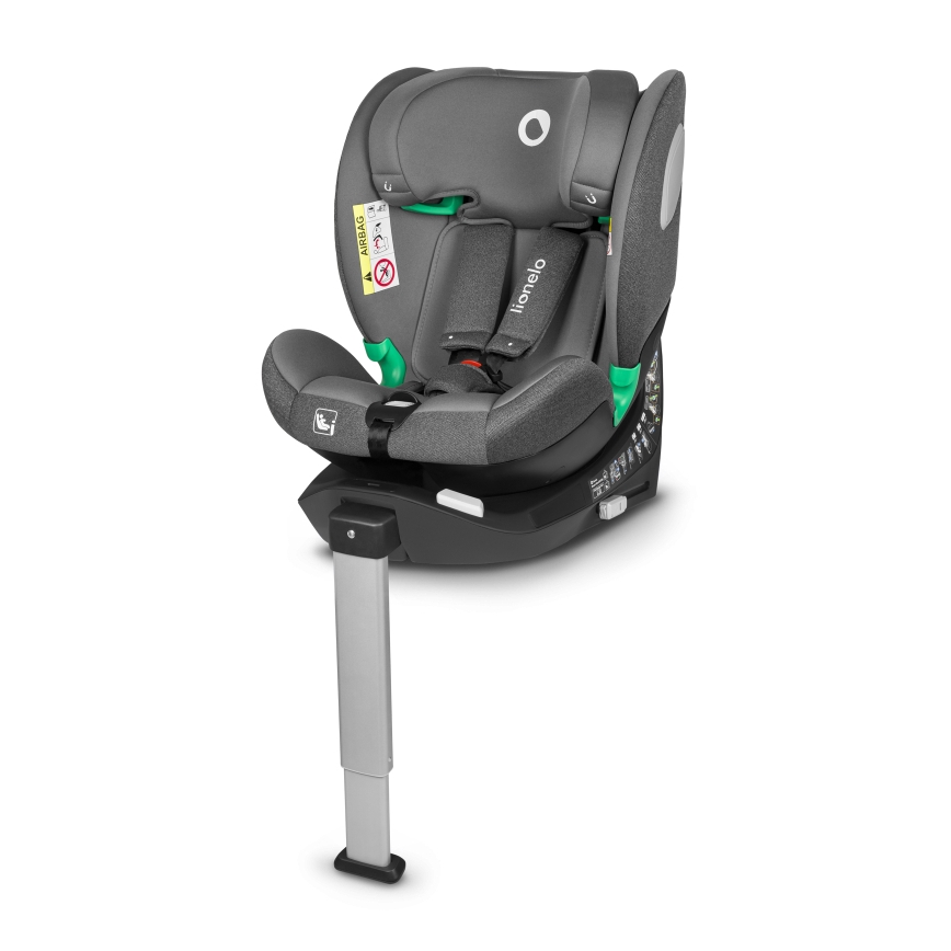 Lionelo - Roterbar bilbarnstol med bas BRAAM i-Size 40-150 cm Grey Stone