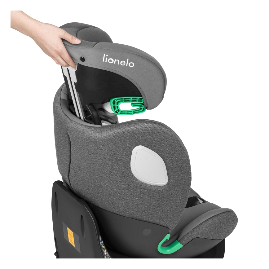 Lionelo - Roterbar bilbarnstol med bas BRAAM i-Size 40-150 cm Grey Stone
