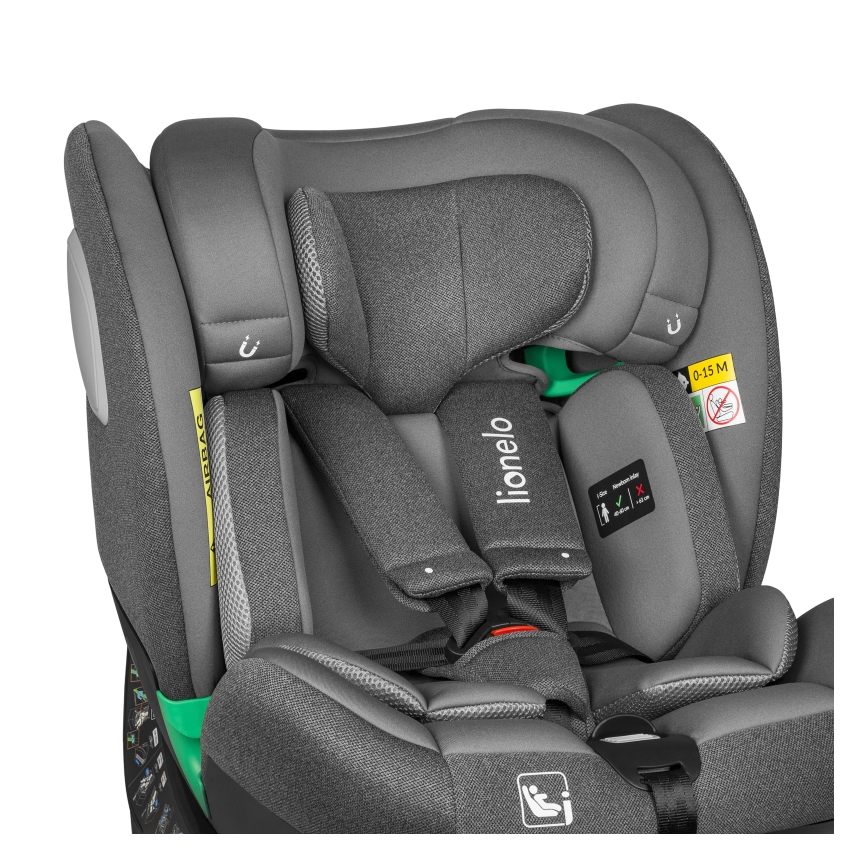 Lionelo - Roterbar bilbarnstol med bas BRAAM i-Size 40-150 cm Grey Stone