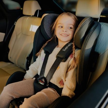 Lionelo - Roterbar bilbarnstol med bas HARPER i-Size 76-150 cm Black Carbon