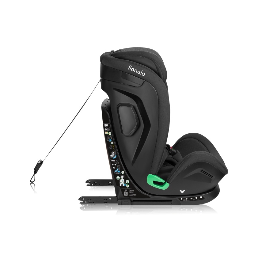 Lionelo - Roterbar bilbarnstol med bas HARPER i-Size 76-150 cm Black Carbon