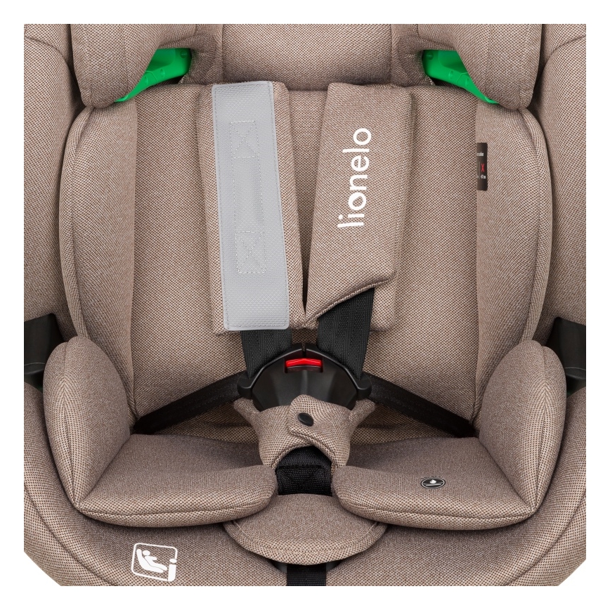 Lionelo - Roterbar bilbarnstol med bas LAVENDER i-Size 76–150 cm Beige Latte