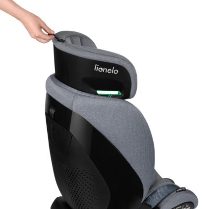 Lionelo - Roterbar bilbarnstol med bas LAVENDER i-Size 76-150 cm Stengrå