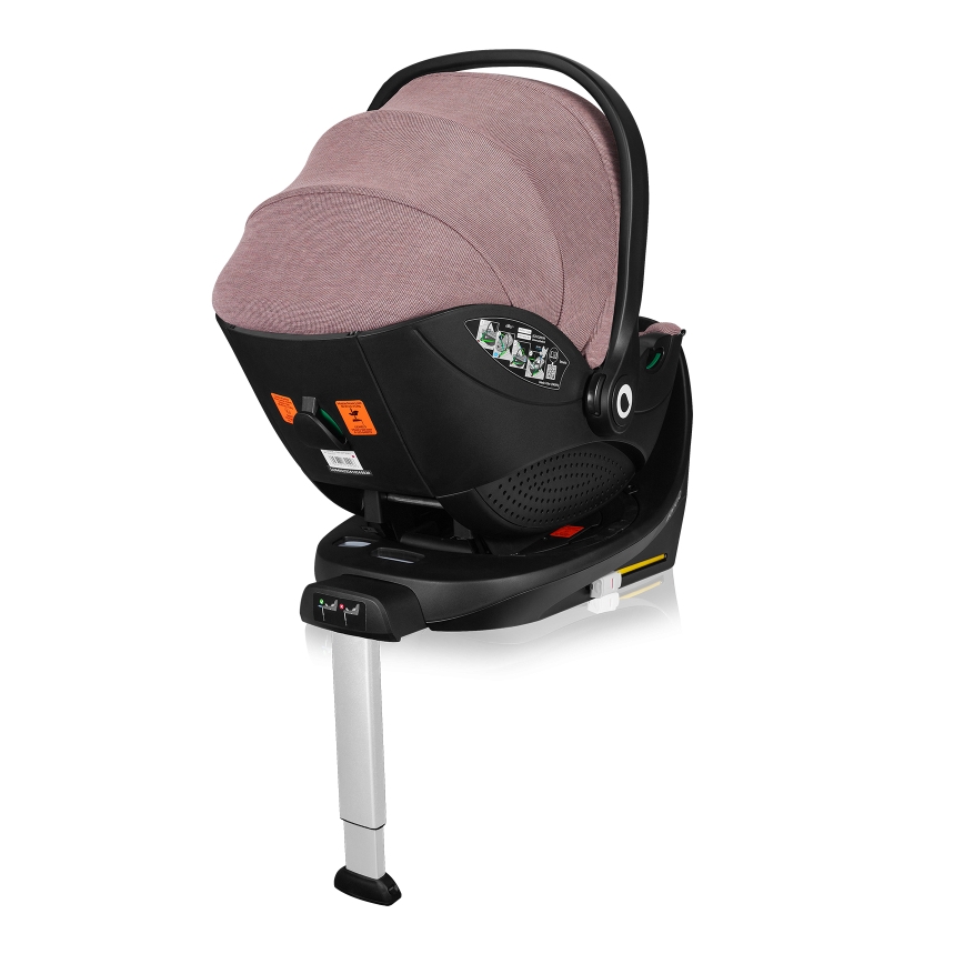 Lionelo - Roterbar bilbarnstol med bas MOXIE SET i-Size 40-87 cm Rosa Mauve