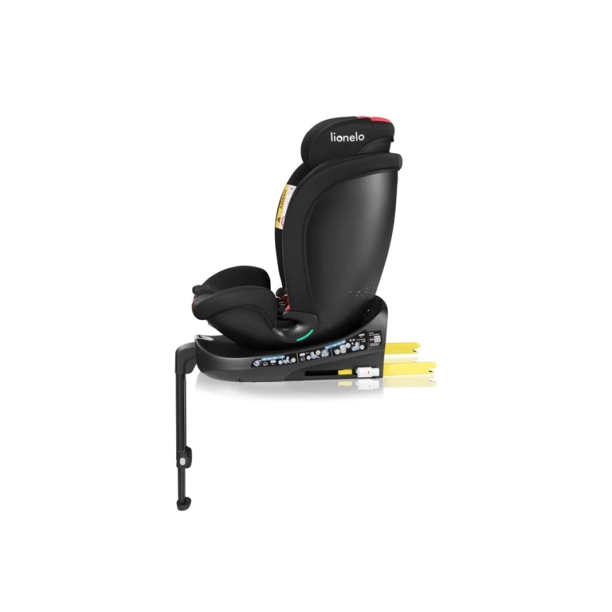 Lionelo - Bilbarnstol med bas, roterbar NAVY i-Size 40-150 cm svart/röd