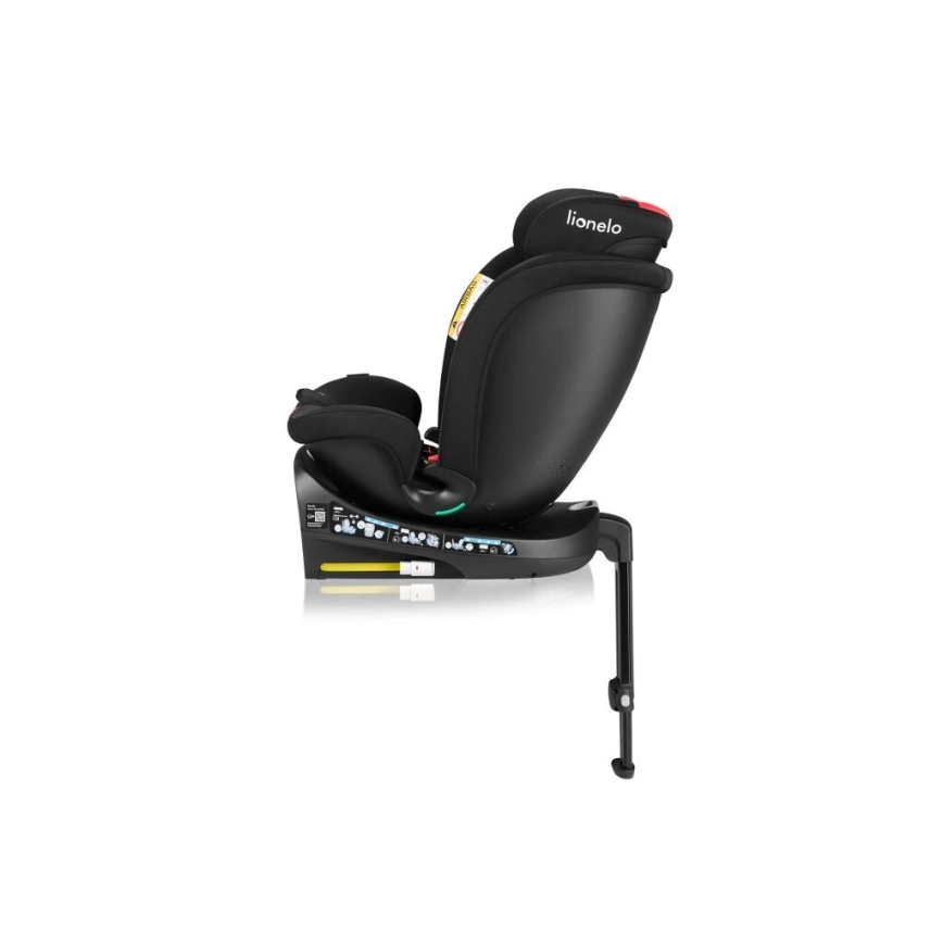 Lionelo - Bilbarnstol med bas, roterbar NAVY i-Size 40-150 cm svart/röd