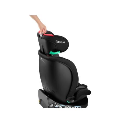 Lionelo - Bilbarnstol med bas, roterbar NAVY i-Size 40-150 cm svart/röd