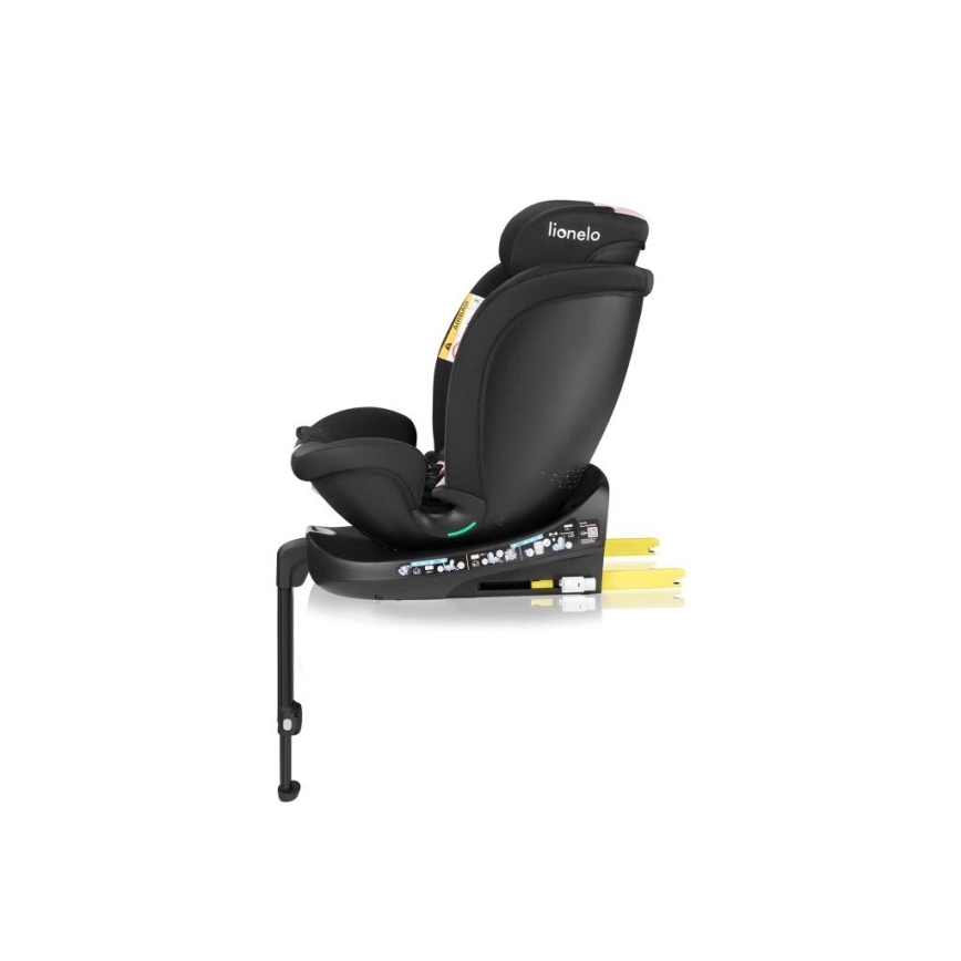 Lionelo - Roterbar bilbarnstol NAVY i-Size med bas 40-150 cm svart/rosa