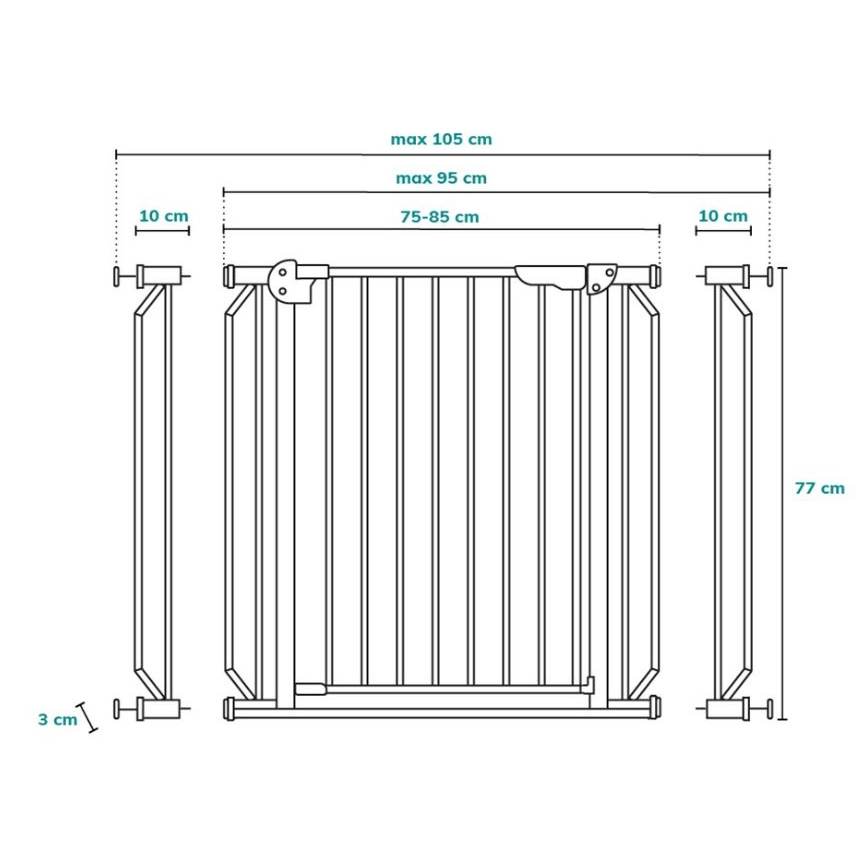 Lionelo - Säkerhetsgrind TRUUS SLIM LED 1xAAA vit