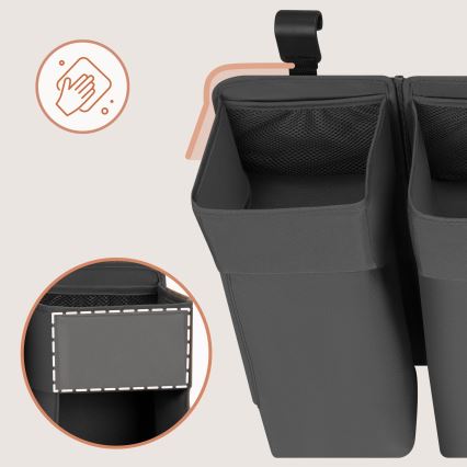Lionelo - SIDEPOCKET 3-i-1 organiserare för spjälsäng, grå