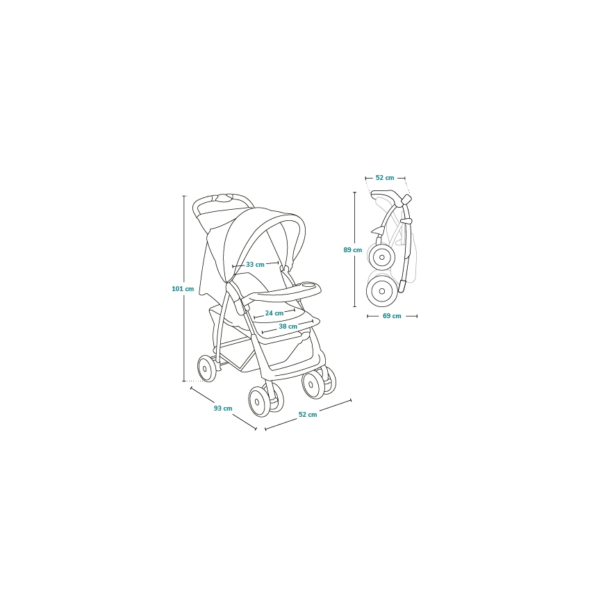 Lionelo - Sittvagn EMMA PLUS tegelsten/svart