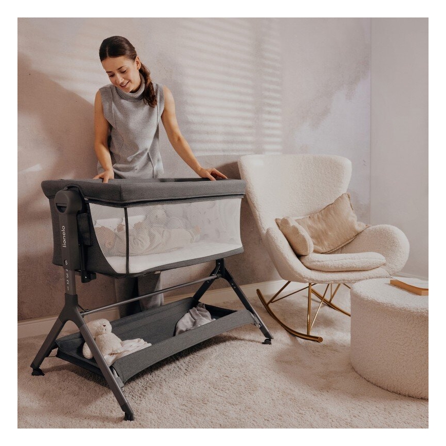 Lionelo - Spjälsäng 3 i 1 LEONIE PLUS grå