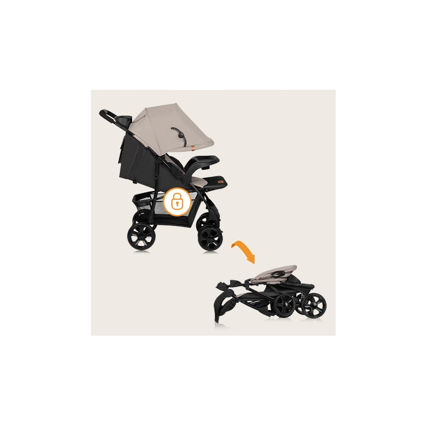 Lionelo - Sportvagn EMMA PLUS beige/svart