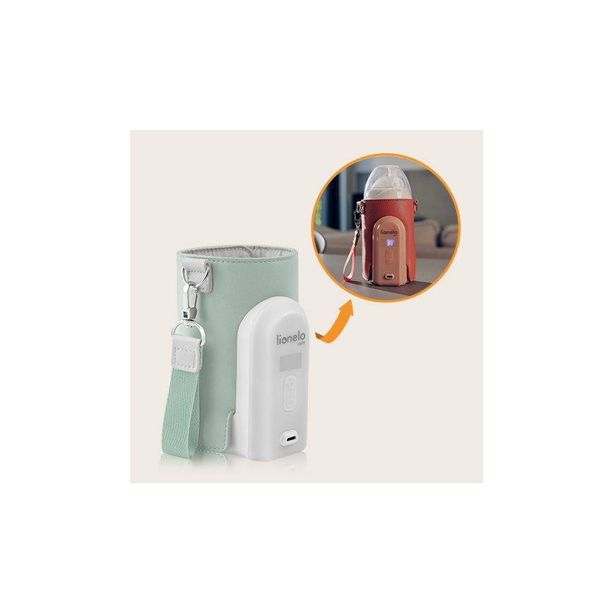 Lionelo - Uppladdningsbar flaskvärmare THERMUP GO EVO 18W/5V grön/vit