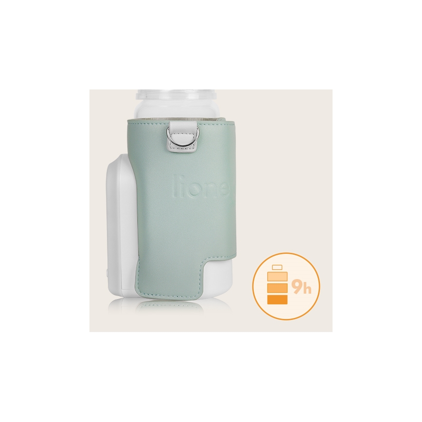 Lionelo - Uppladdningsbar flaskvärmare THERMUP GO EVO 18W/5V grön/vit