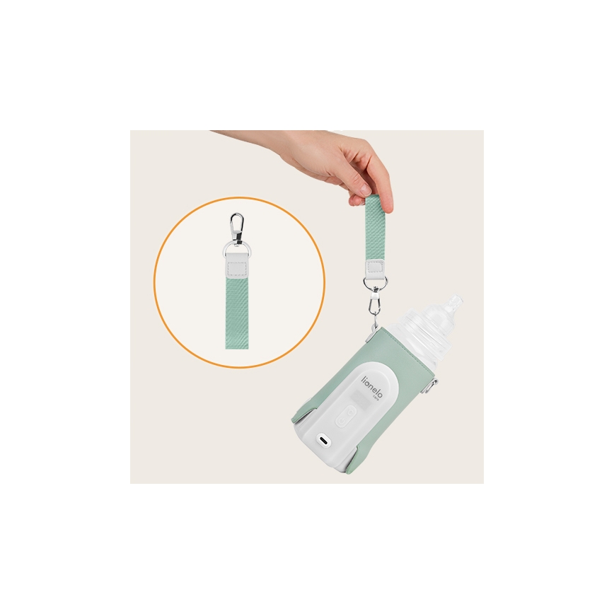 Lionelo - Uppladdningsbar flaskvärmare THERMUP GO EVO 18W/5V grön/vit