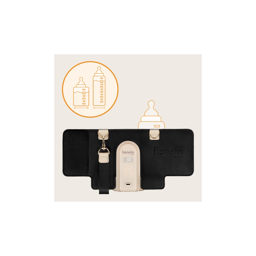 Lionelo - Uppladdningsbar flaskvärmare THERMUP GO EVO 18W/5V svart/beige