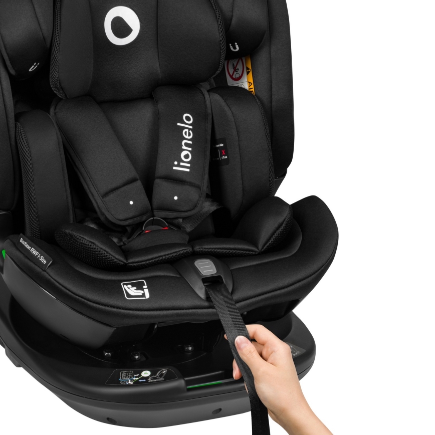 Lionelo - Vridbar bilbarnstol med bas BASTIAAN i-Size 40-150 cm Black Carbon