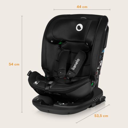 Lionelo - Vridbar bilbarnstol med bas BASTIAAN i-Size 40-150 cm Black Carbon