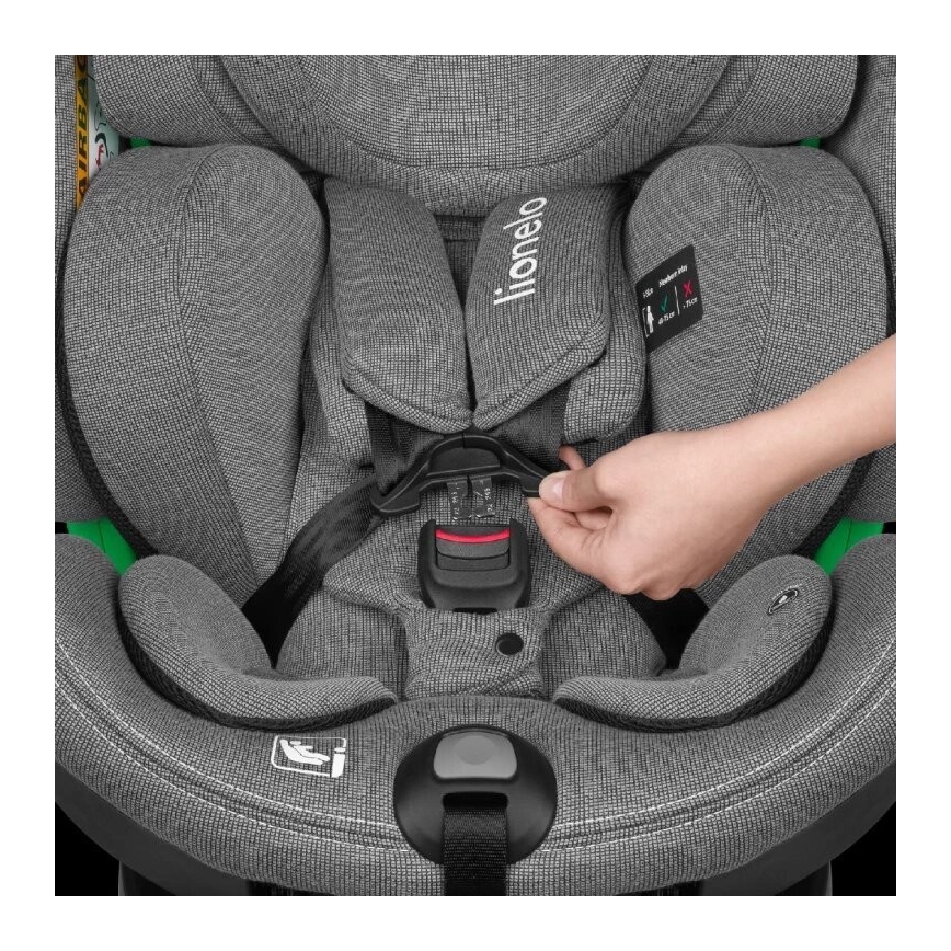 Lionelo - Vridbar bilbarnstol med bas HARMONY i-Size 40-150 cm grå